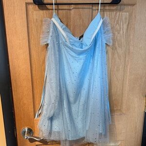 Light Blue Sparkle Tulle Mini Dress
